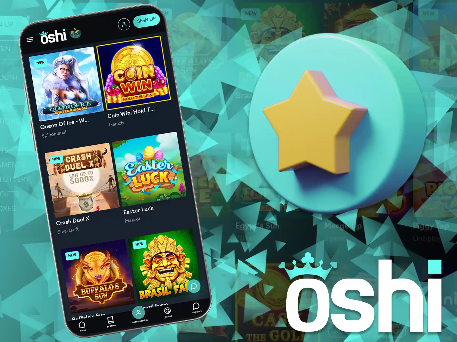 Check out the features of the mobile version of Oshi Casino website.