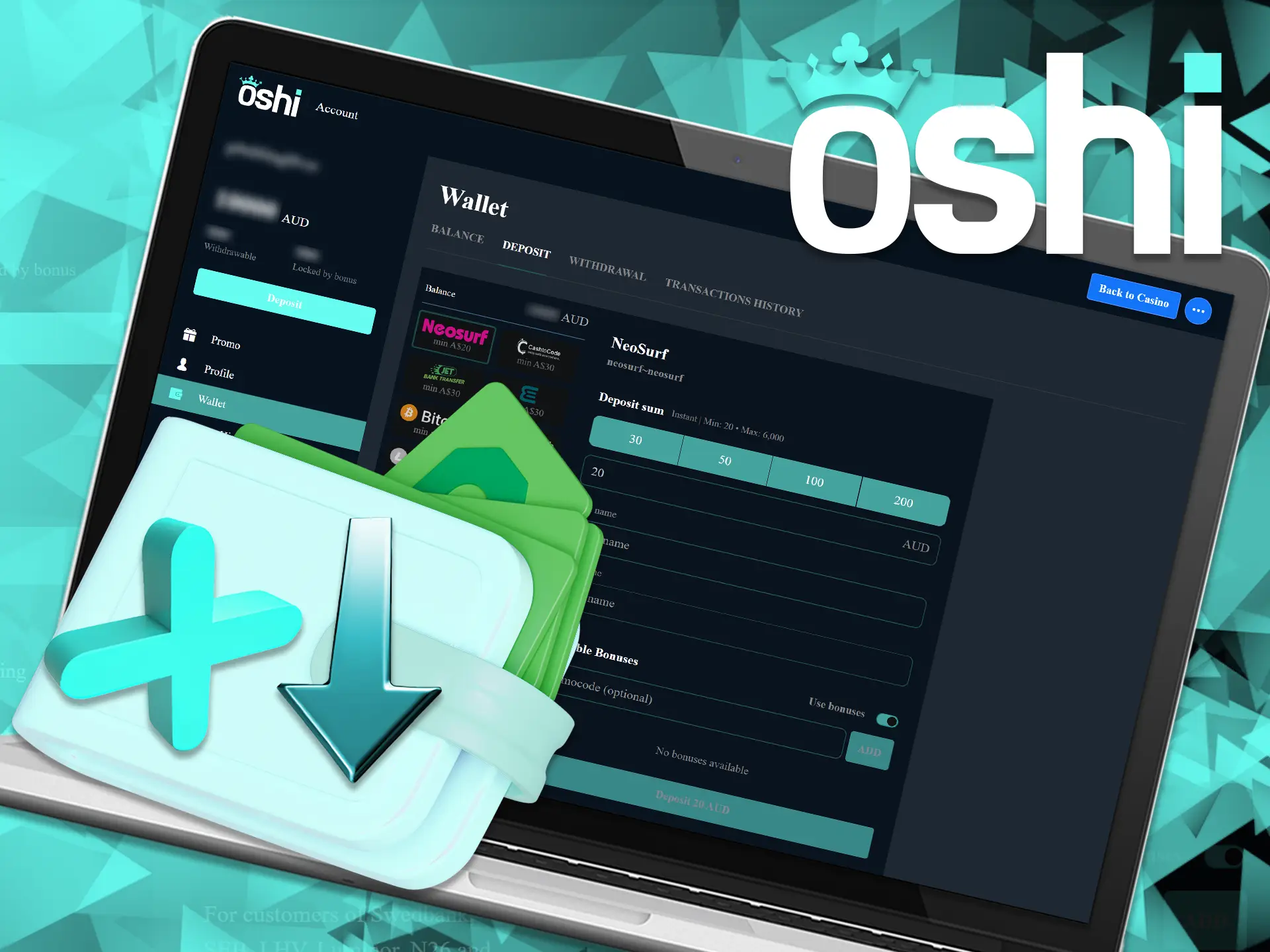 Oshi Online Casino provides a wide range of options for depositing and withdrawing funds.