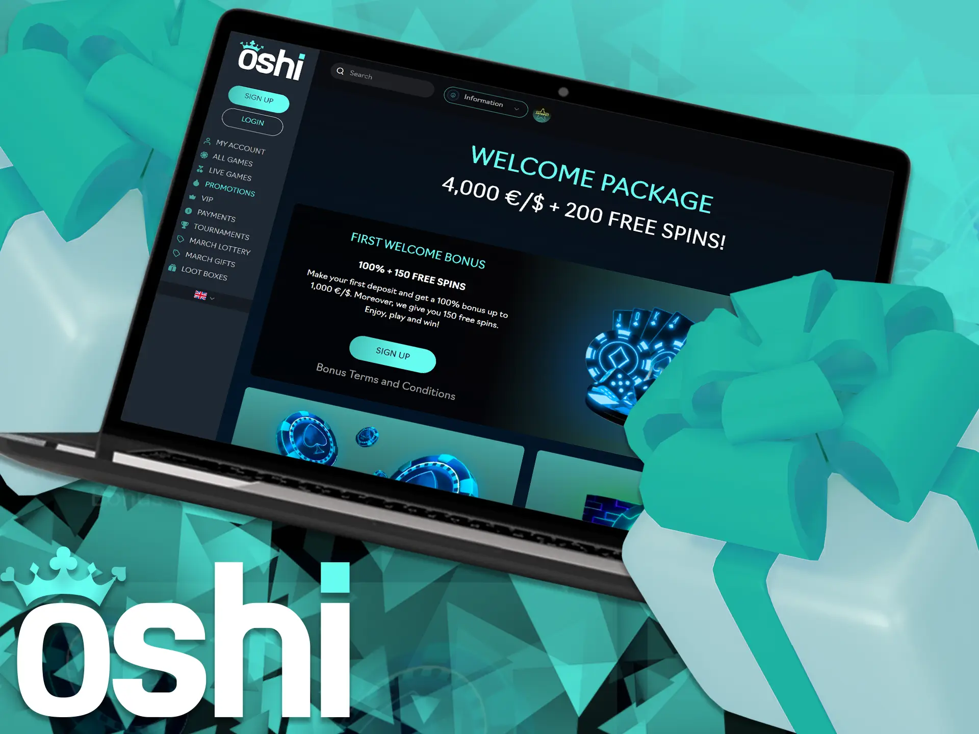 Get your first welcome bonus at Oshi Online Casino.