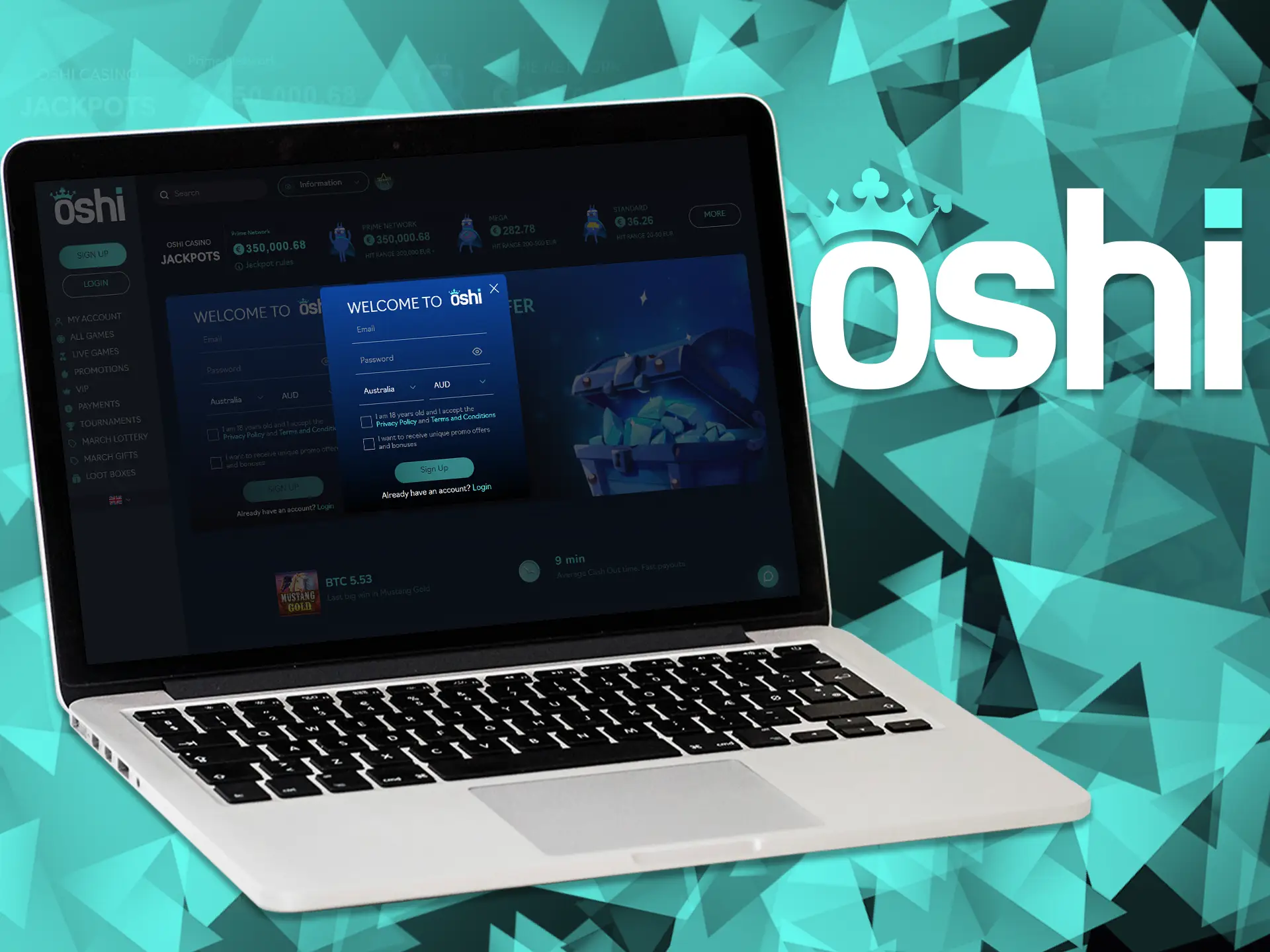 Registering at Oshi Online Casino is incredibly easy.