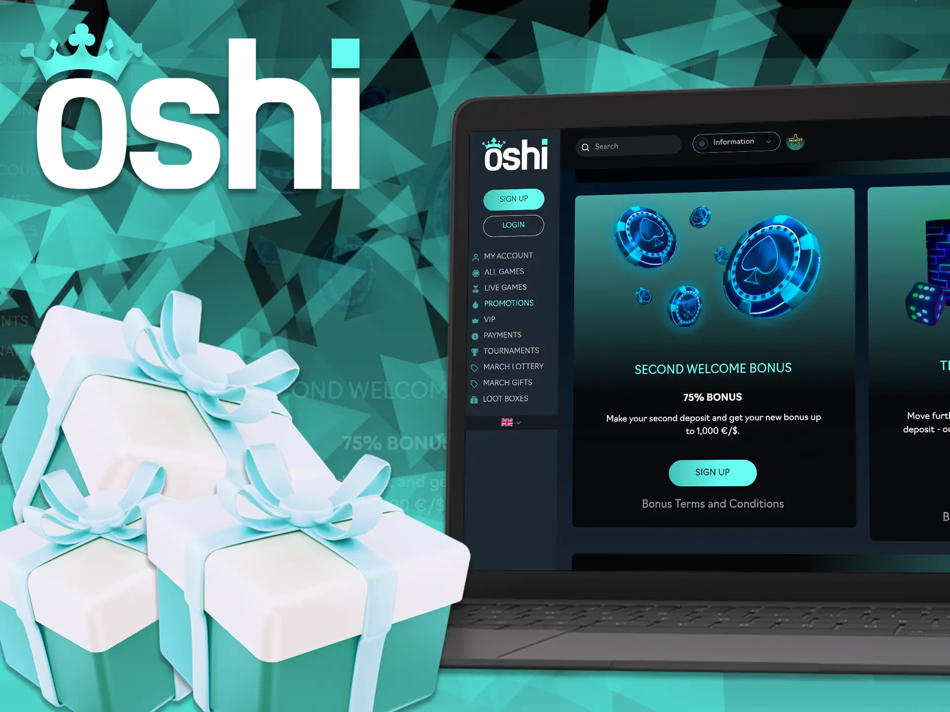 Get your second welcome bonus at Oshi Online Casino.