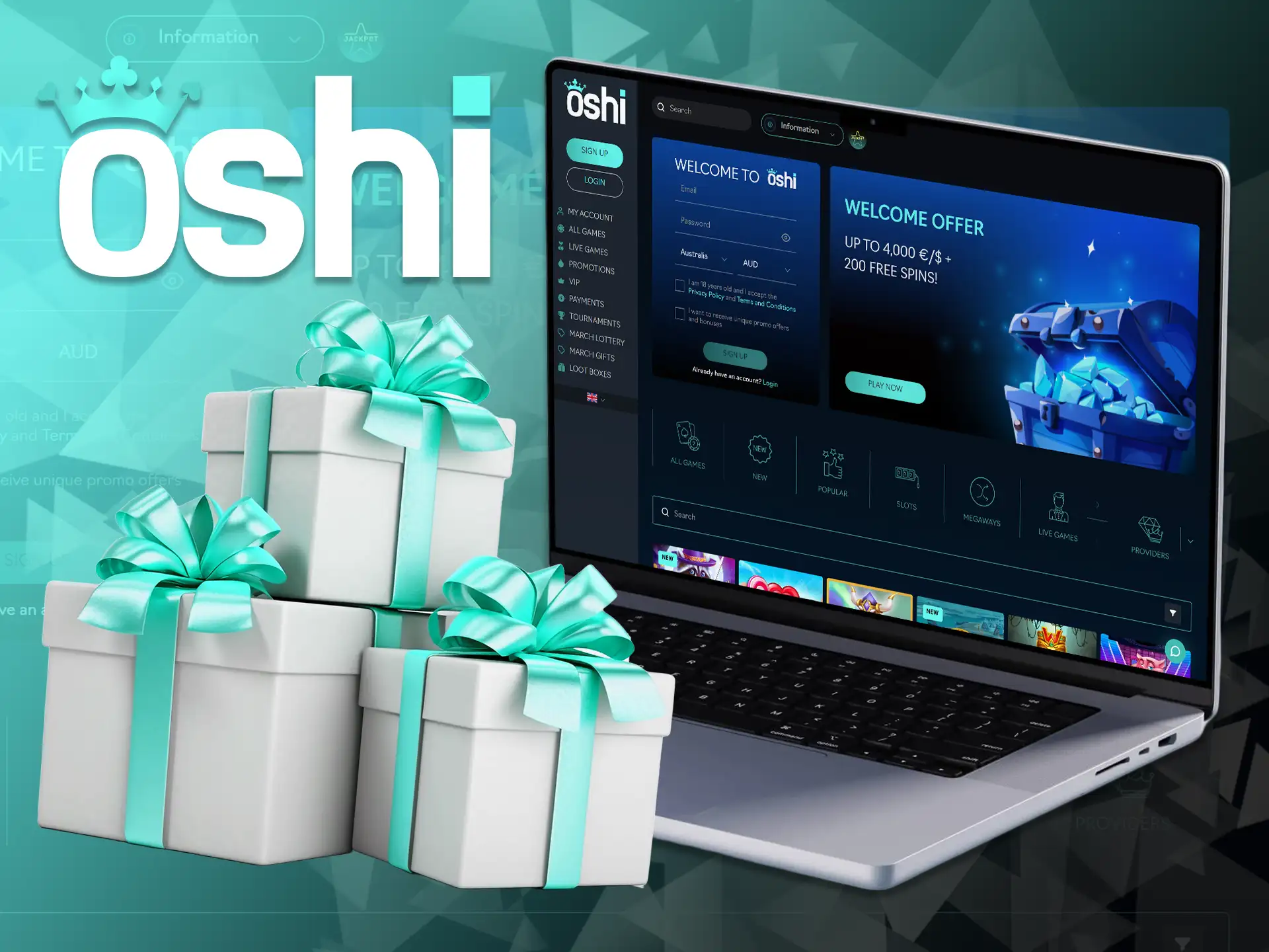 Oshi Online Casino offers a welcome bonus that users can take advantage of.