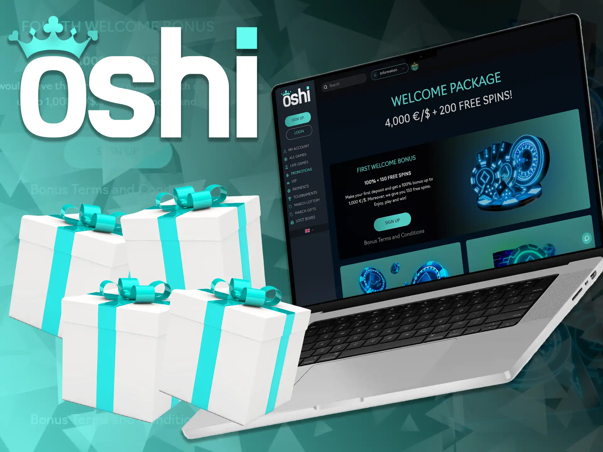 Every new customer of Oshi Online Casino receives a guaranteed bonus.