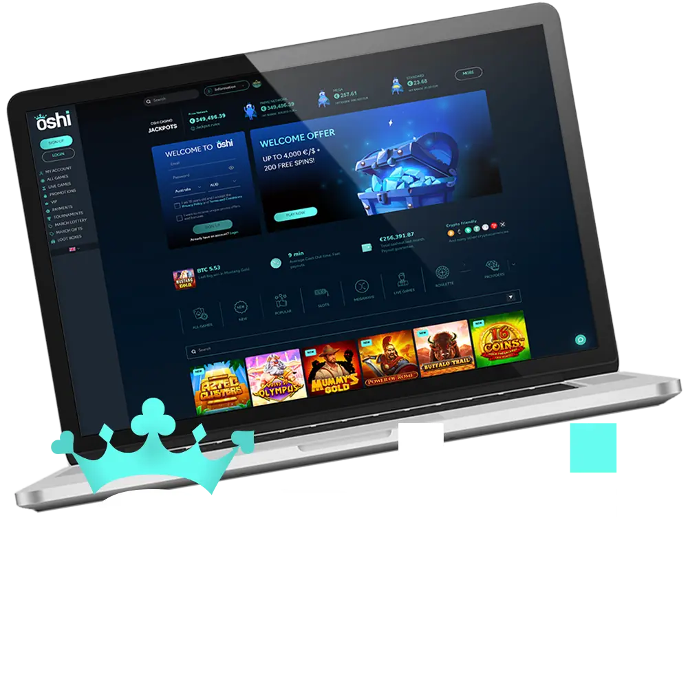 Play on the official website of Oshi Casino in Australia.