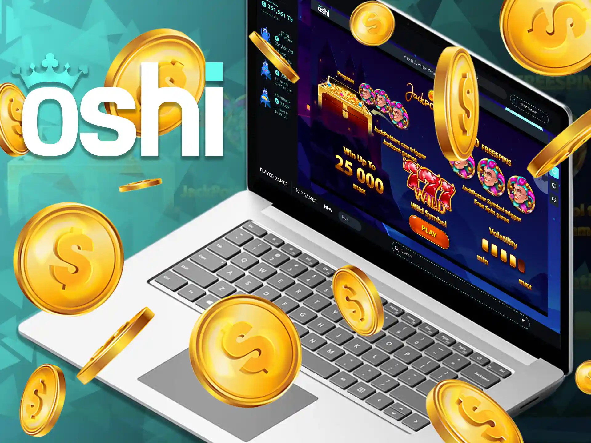 Enjoy jackpot games and win big at Oshi Online Casino!