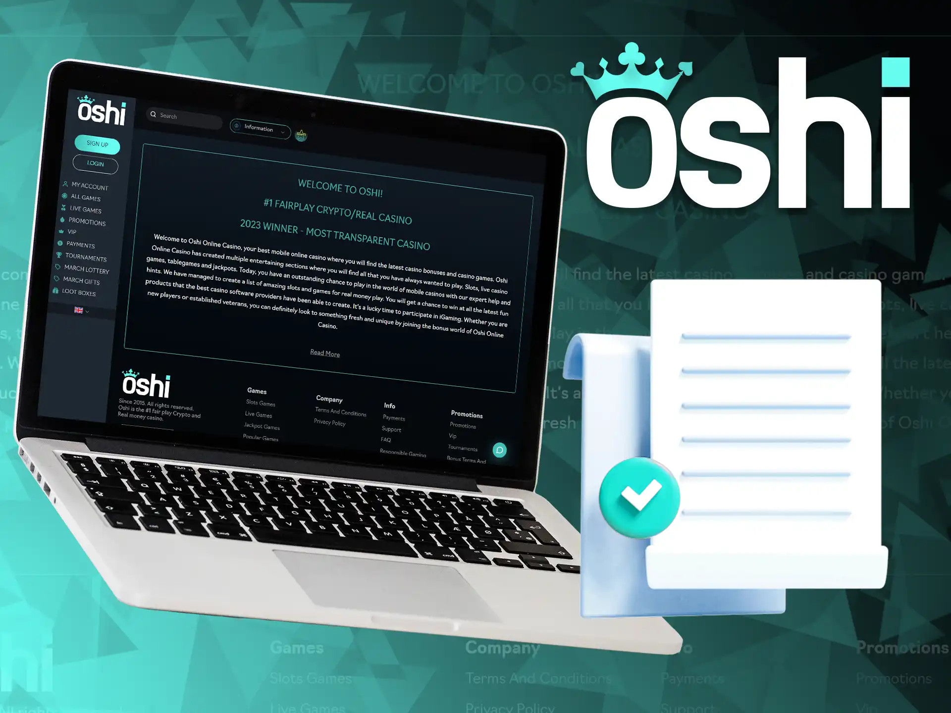 Oshi Online Casino complies with Curacao regulations, ensuring full legal compliance.
