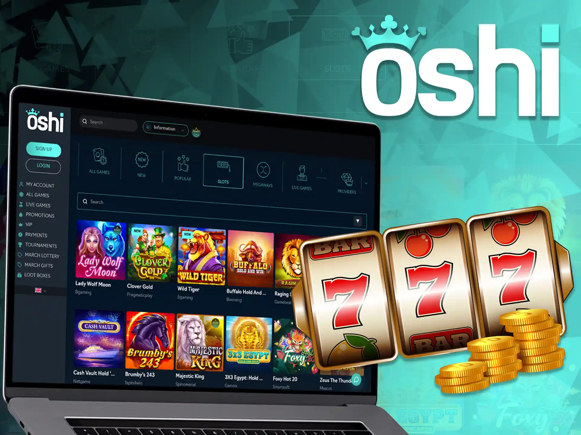 Explore a wide range of slot games available at Oshi Online Casino!