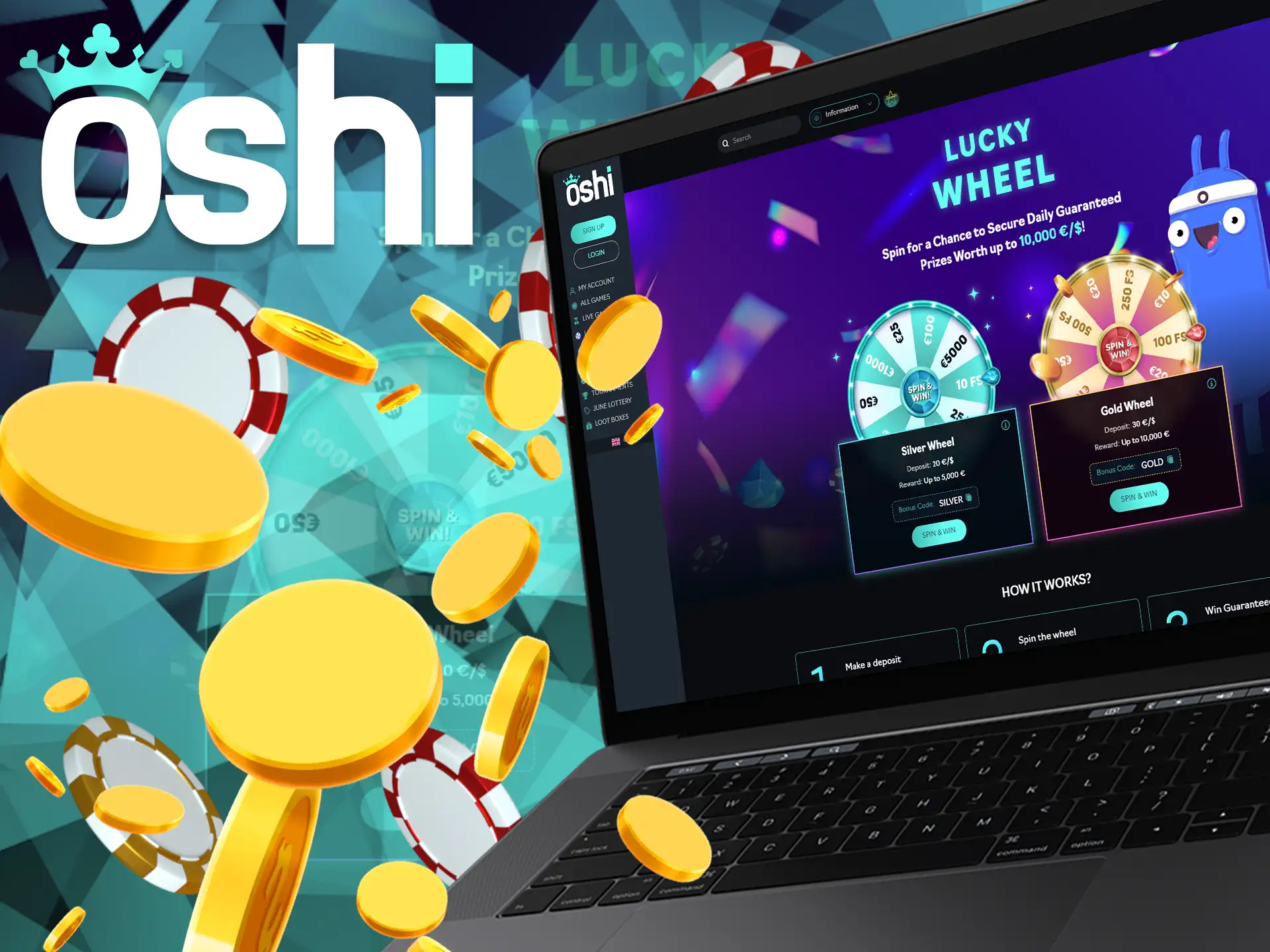 If you enjoy trying your luck, you'll find a whole Loot Weels section at Oshi Casino!