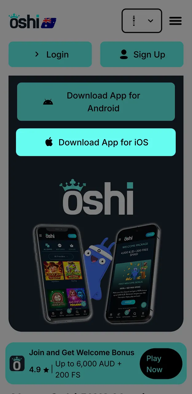 Start downloading the Oshi Casino app for iOS.