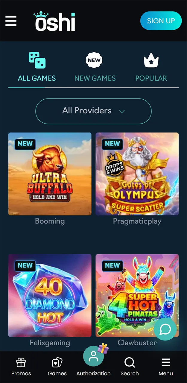 Play your favorite games at Oshi Casino.