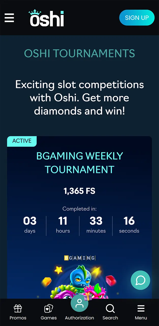 Join Oshi Casino tournaments and win big prizes.