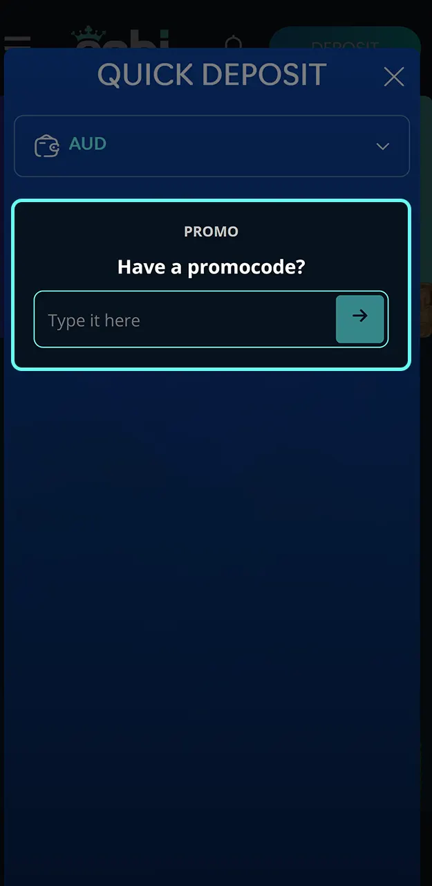 Type your unique bonus code into the cashier field before depositing at Oshi Casino.