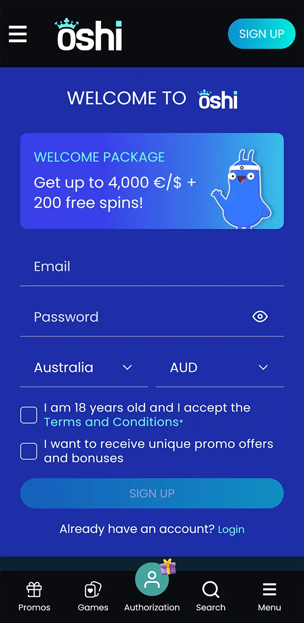 Visit the official website to check out the current promotions at Oshi Casino.