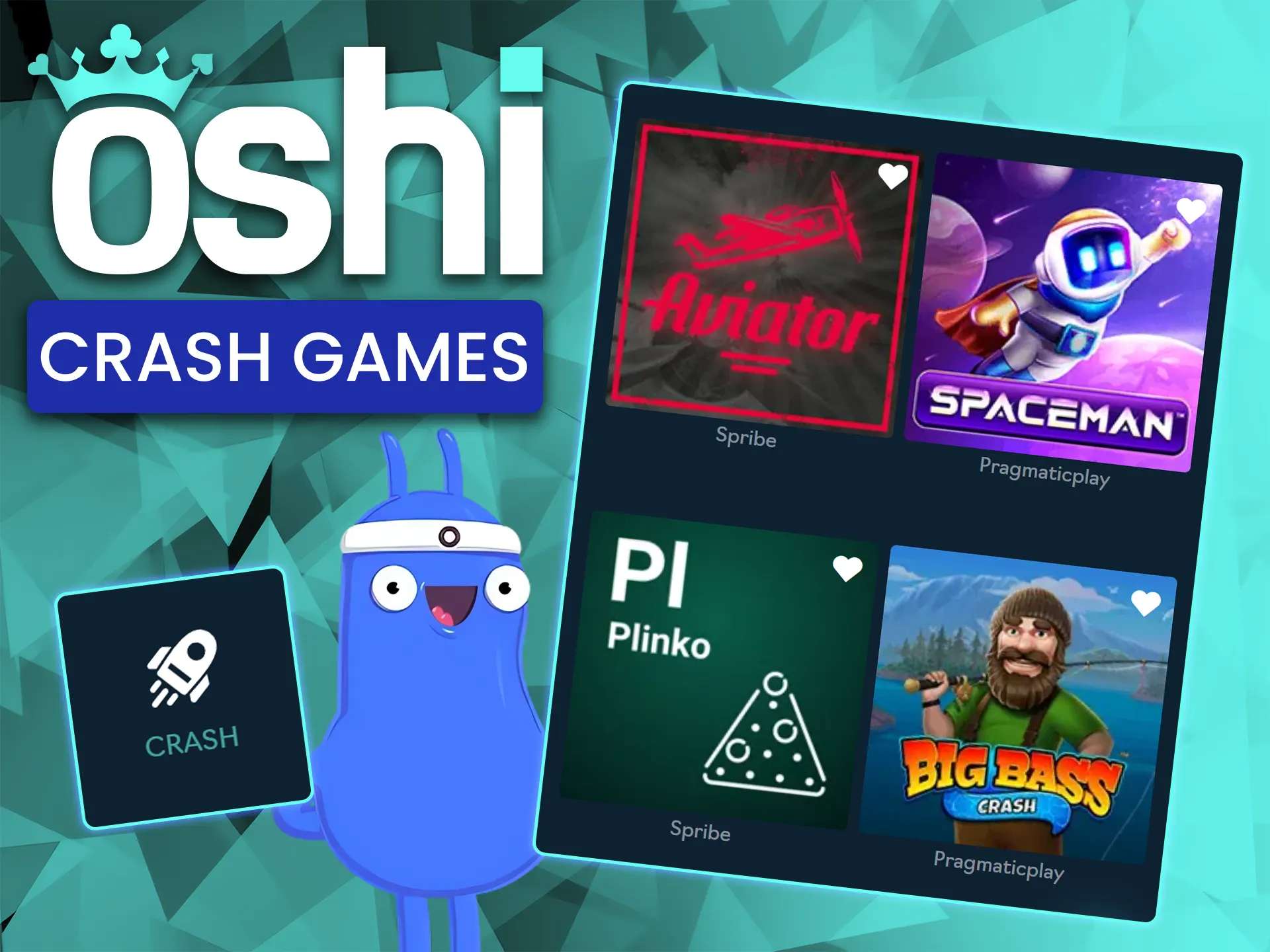 Try your luck at crash games at Oshi Casino.