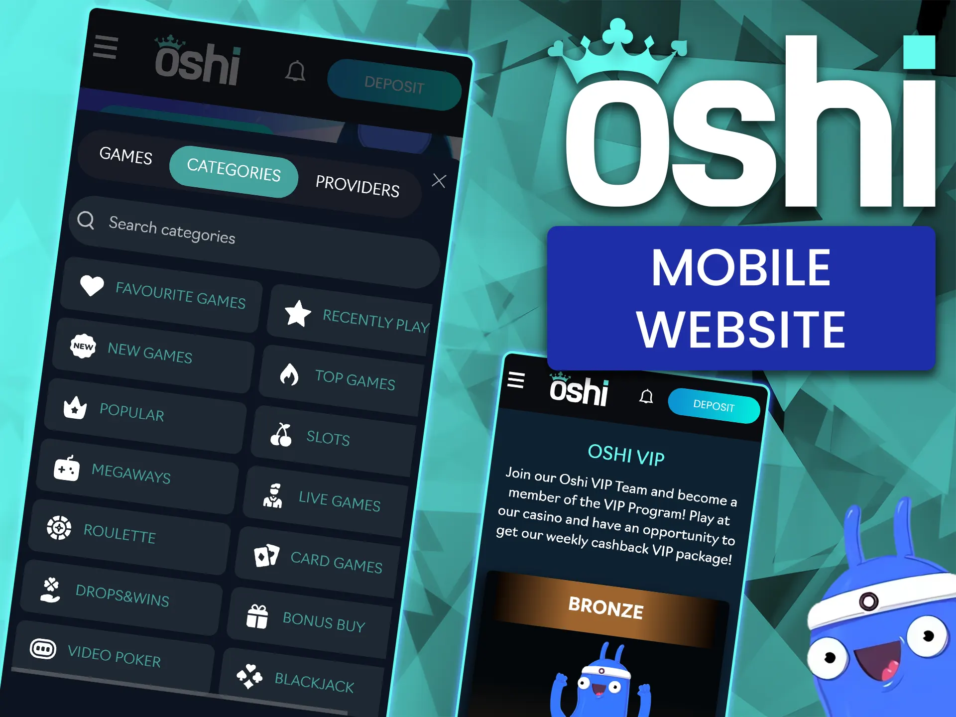 Play directly through your mobile browser without downloads at Oshi Casino.