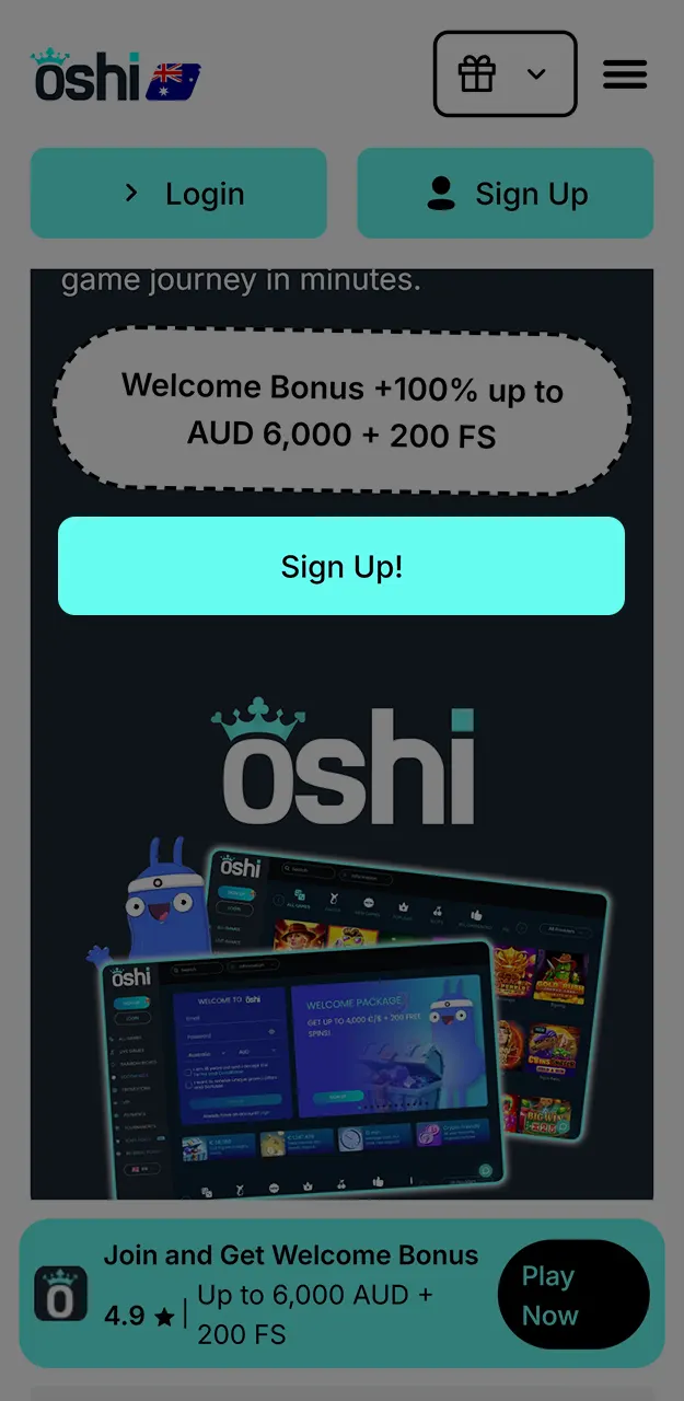 Follow the simple steps to create your new player profile at Oshi Casino.