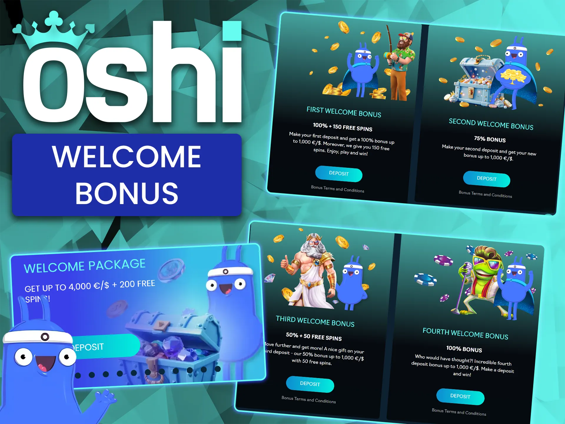 Claim your exclusive sign-up package for new Australian players at Oshi Casino.