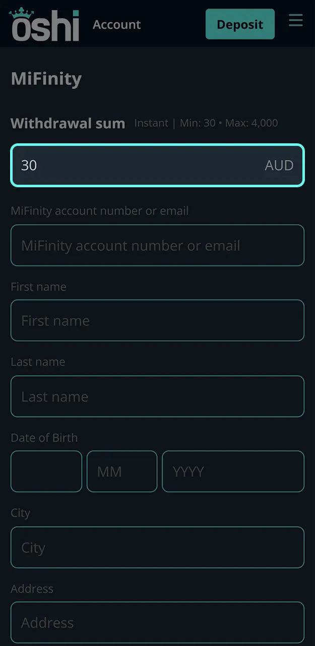 Withdraw your money safely at Oshi Casino.