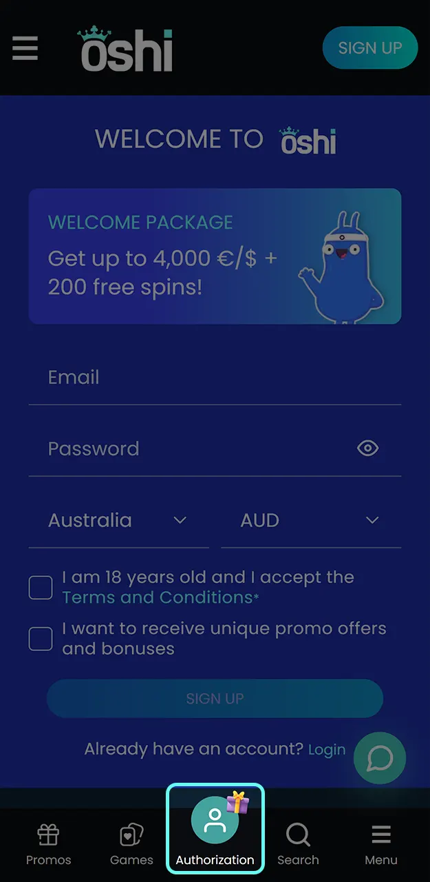 Sign in and head to the wallet section to manage your payouts at Oshi Casino.