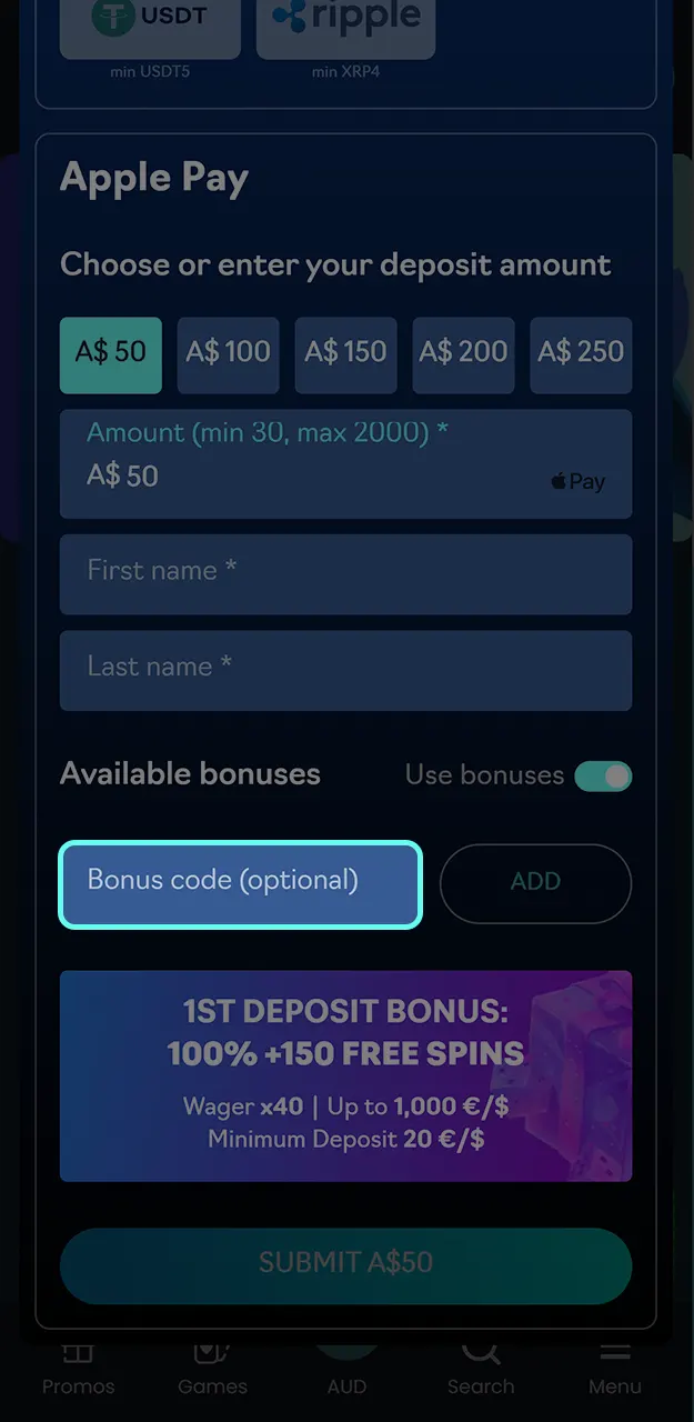 Follow these detailed instructions to successfully redeem your promo code at Oshi Casino.
